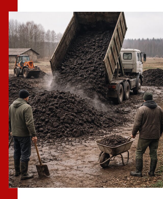 Доставка низинного торфа с разгрузкой и доставкой в Черногорске