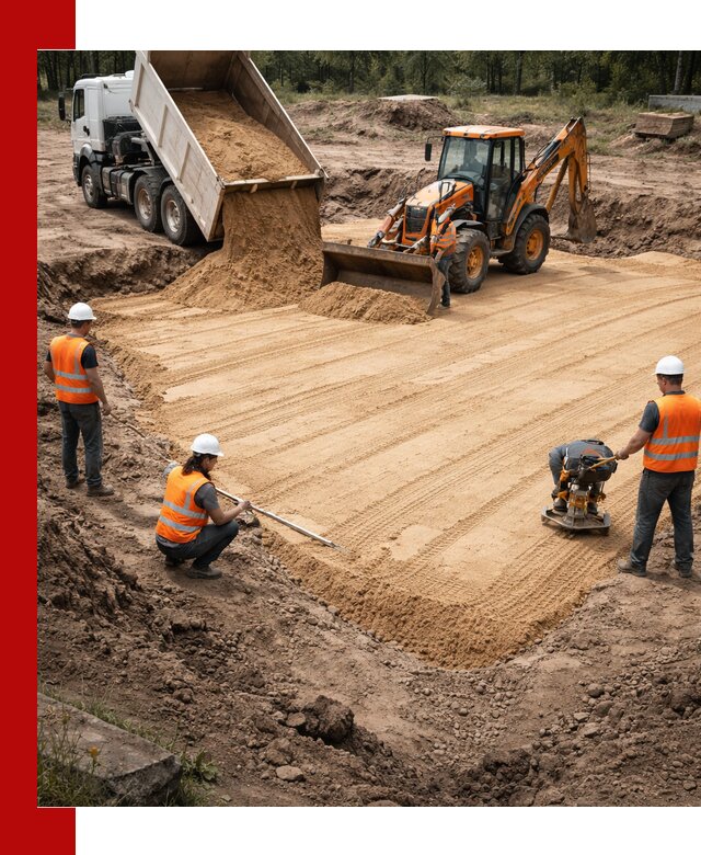 Устройство песчаной подушки для фундаментов и дорог в Черногорске